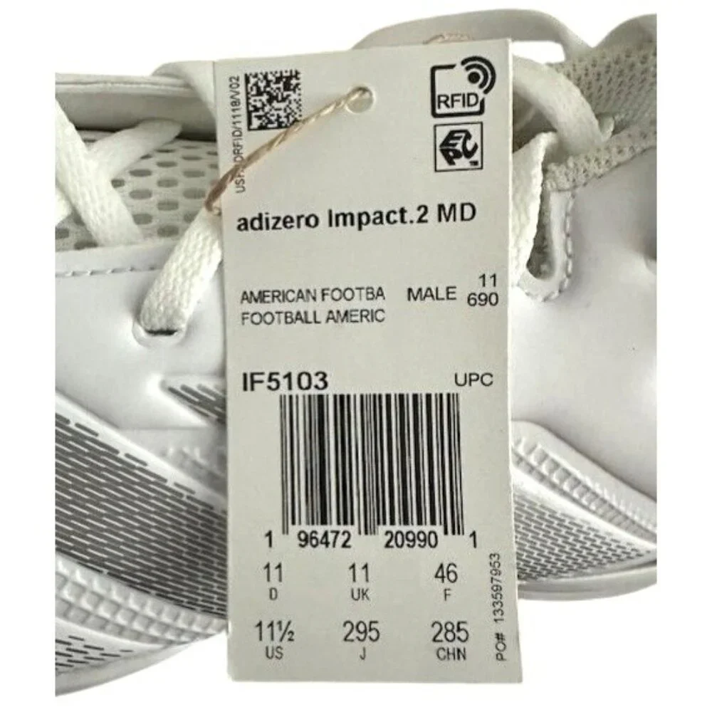 Adidas Adizero Impact 2 Spark White Molded Cleats IF5103 Men's‎ Size 11.5 NWT - Picture 5 of 15